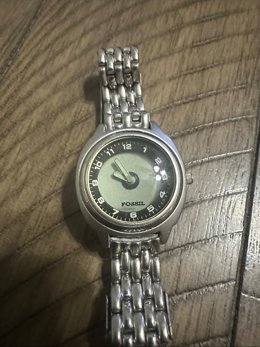 Fossil Silver Bracelet Watch with Green Dial